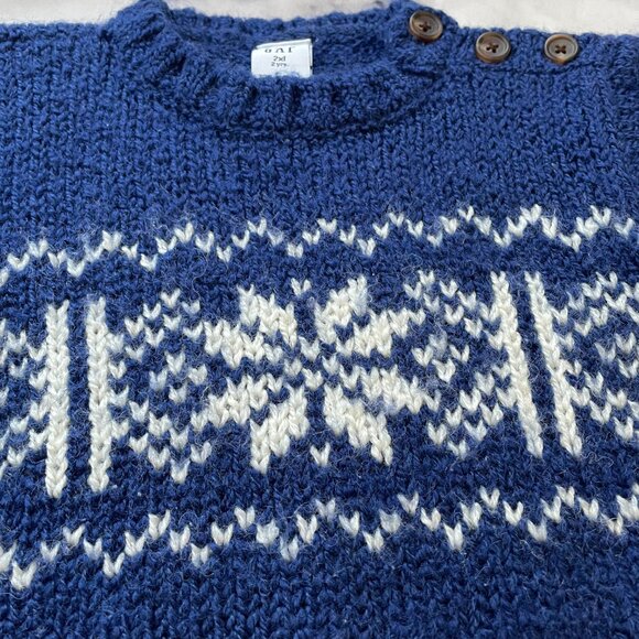 Baby GAP Fair Isle Sweater Blue White Size 2XL (2 Years) - Picture 4 of 9